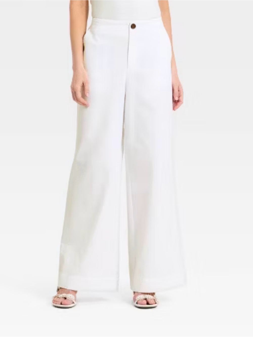 Wide-Leg Faux Linen Pants